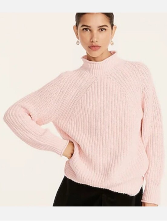J. Crew Sweaters - J. Crew Relaxed Rollneck Sweater Knit Fisherman Pink 100% Cotton Classic Size L